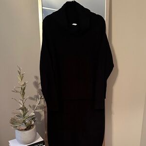 Cozy Black Turtleneck Sweater skirt set